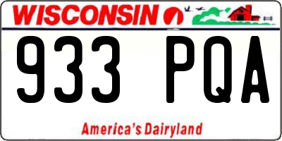 WI license plate 933PQA