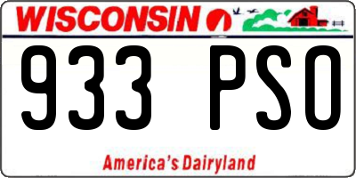 WI license plate 933PSO