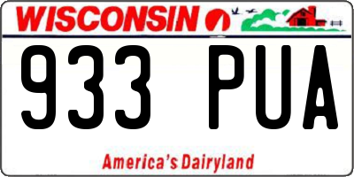 WI license plate 933PUA