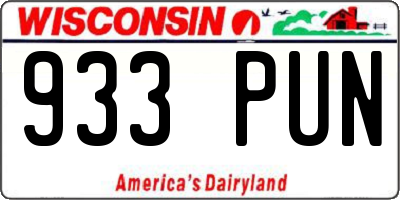 WI license plate 933PUN