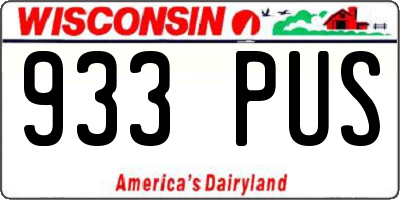 WI license plate 933PUS