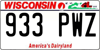 WI license plate 933PWZ