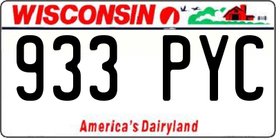WI license plate 933PYC