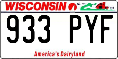 WI license plate 933PYF