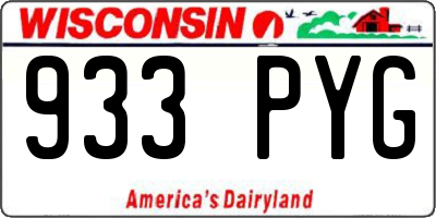 WI license plate 933PYG