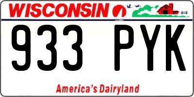 WI license plate 933PYK
