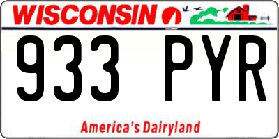 WI license plate 933PYR