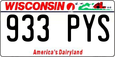WI license plate 933PYS
