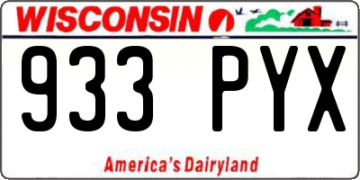 WI license plate 933PYX