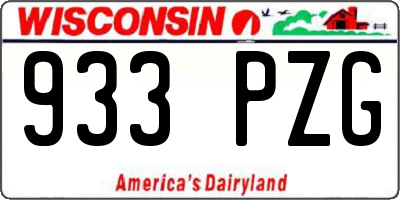 WI license plate 933PZG