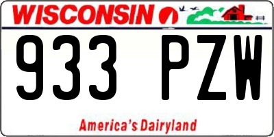 WI license plate 933PZW