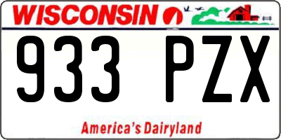 WI license plate 933PZX