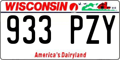 WI license plate 933PZY