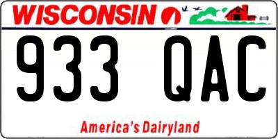 WI license plate 933QAC