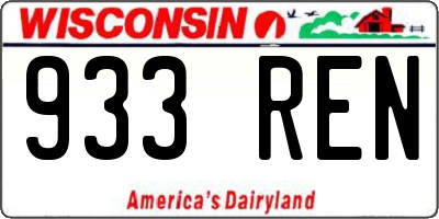 WI license plate 933REN