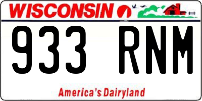 WI license plate 933RNM