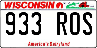 WI license plate 933ROS
