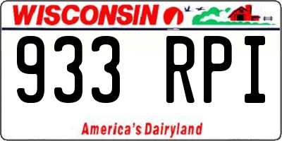WI license plate 933RPI