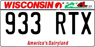 WI license plate 933RTX