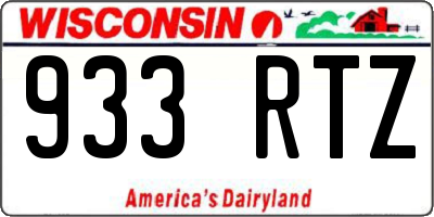 WI license plate 933RTZ