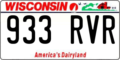 WI license plate 933RVR