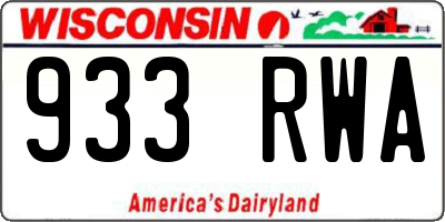 WI license plate 933RWA