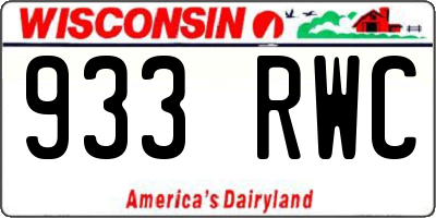 WI license plate 933RWC