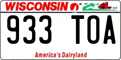 WI license plate 933TOA