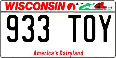 WI license plate 933TOY