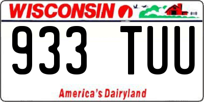 WI license plate 933TUU