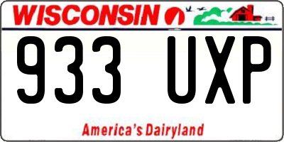 WI license plate 933UXP