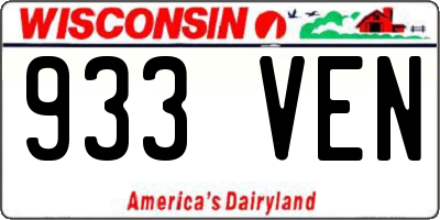 WI license plate 933VEN