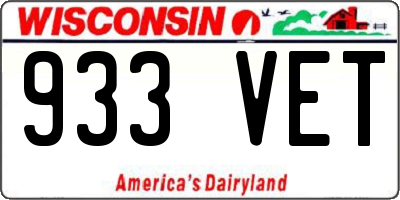 WI license plate 933VET