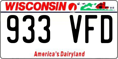WI license plate 933VFD