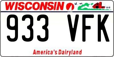 WI license plate 933VFK