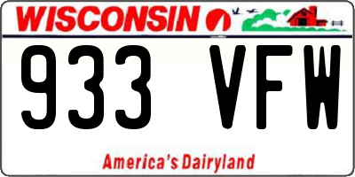 WI license plate 933VFW
