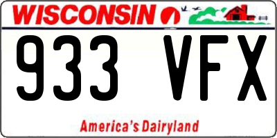 WI license plate 933VFX