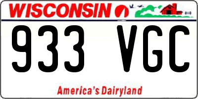 WI license plate 933VGC
