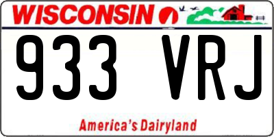 WI license plate 933VRJ