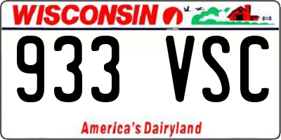 WI license plate 933VSC