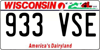 WI license plate 933VSE