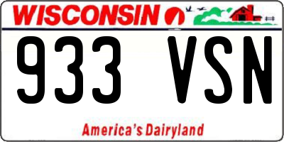 WI license plate 933VSN