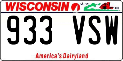 WI license plate 933VSW
