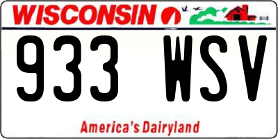 WI license plate 933WSV