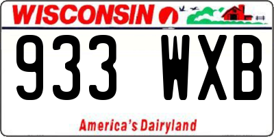 WI license plate 933WXB