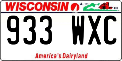 WI license plate 933WXC