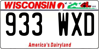 WI license plate 933WXD
