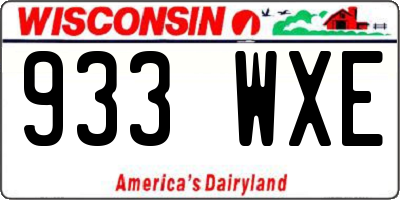WI license plate 933WXE