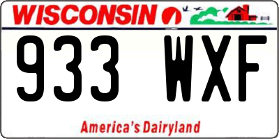 WI license plate 933WXF
