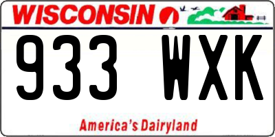 WI license plate 933WXK